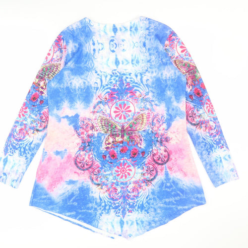 India Boutique Womens Blue  Polyester Tunic T-Shirt One Size Round Neck