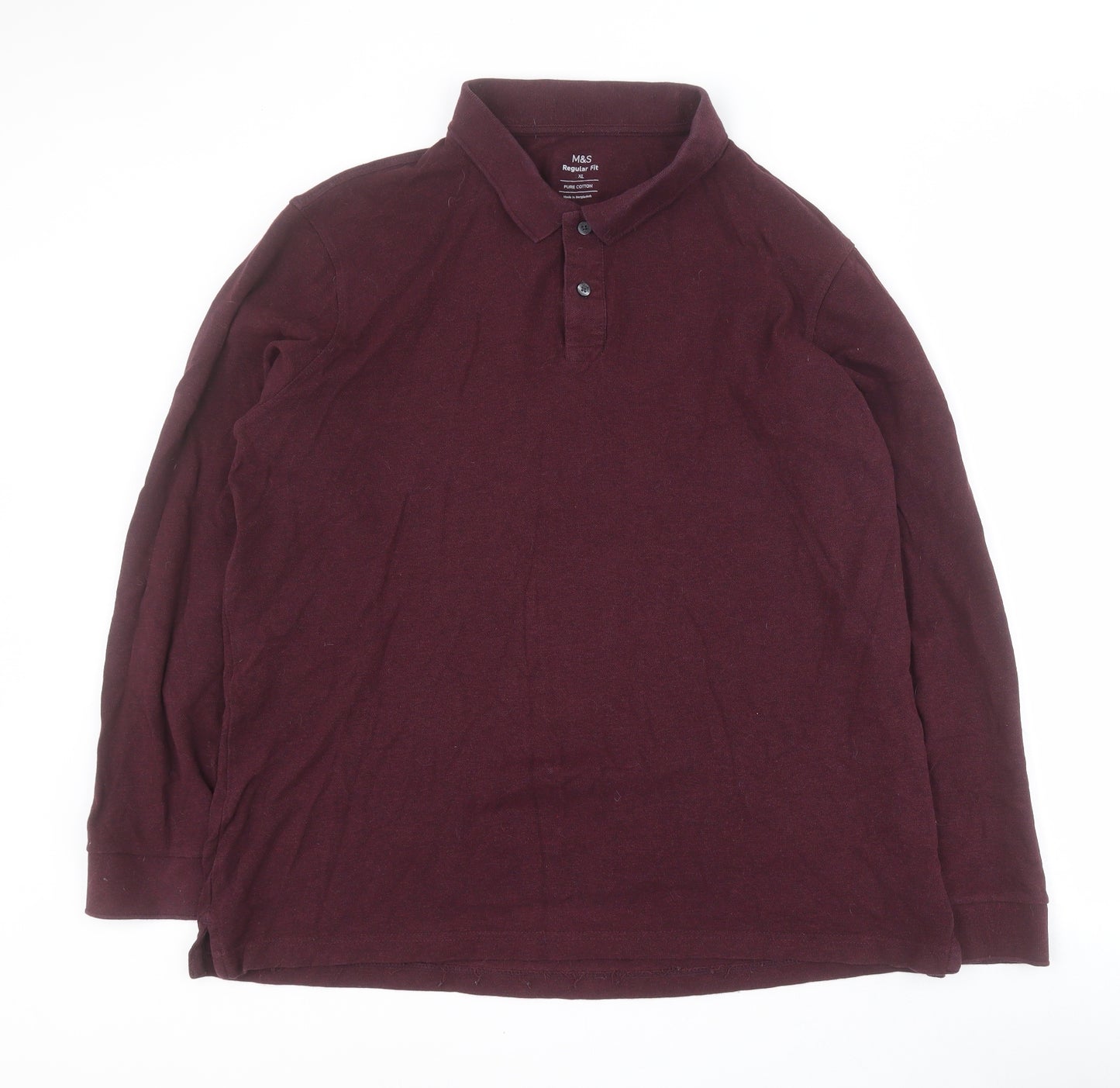 Marks and Spencer Mens Red  100% Cotton  Polo Size XL Collared Button