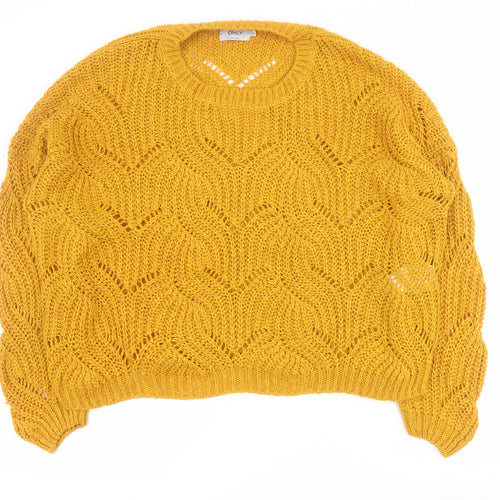 Only Womens Yellow Round Neck  Acrylic Pullover Jumper Size XL