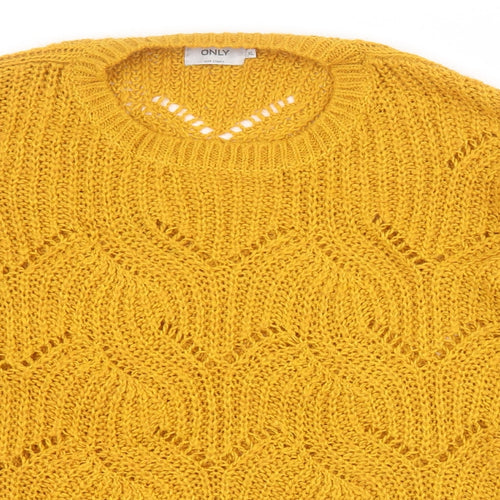 Only Womens Yellow Round Neck  Acrylic Pullover Jumper Size XL