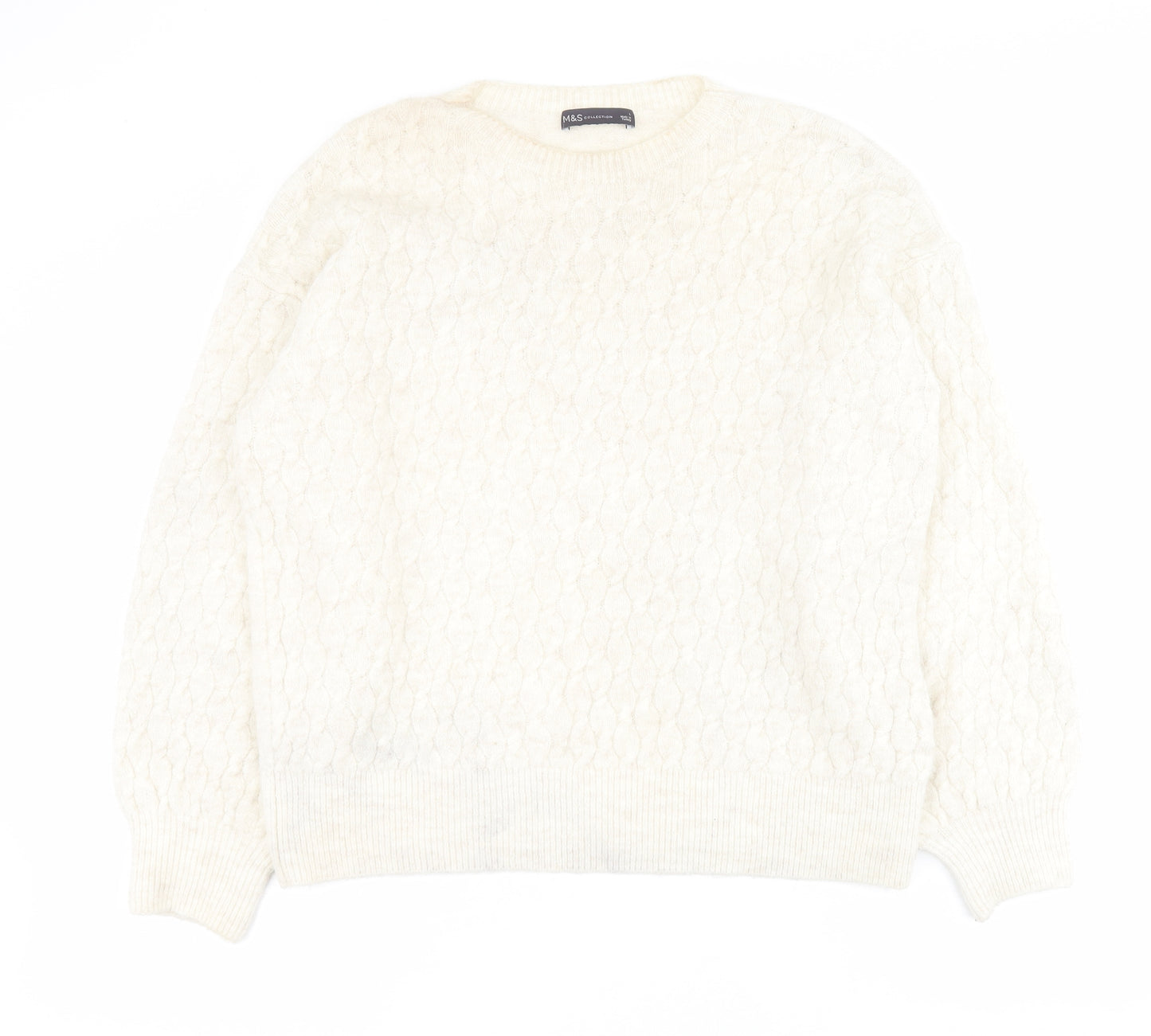 Marks and Spencer Womens Beige Round Neck  Acrylic Pullover Jumper Size L
