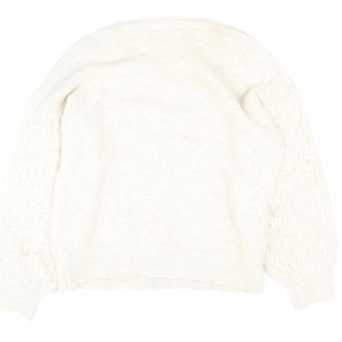 Marks and Spencer Womens Beige Round Neck  Acrylic Pullover Jumper Size L