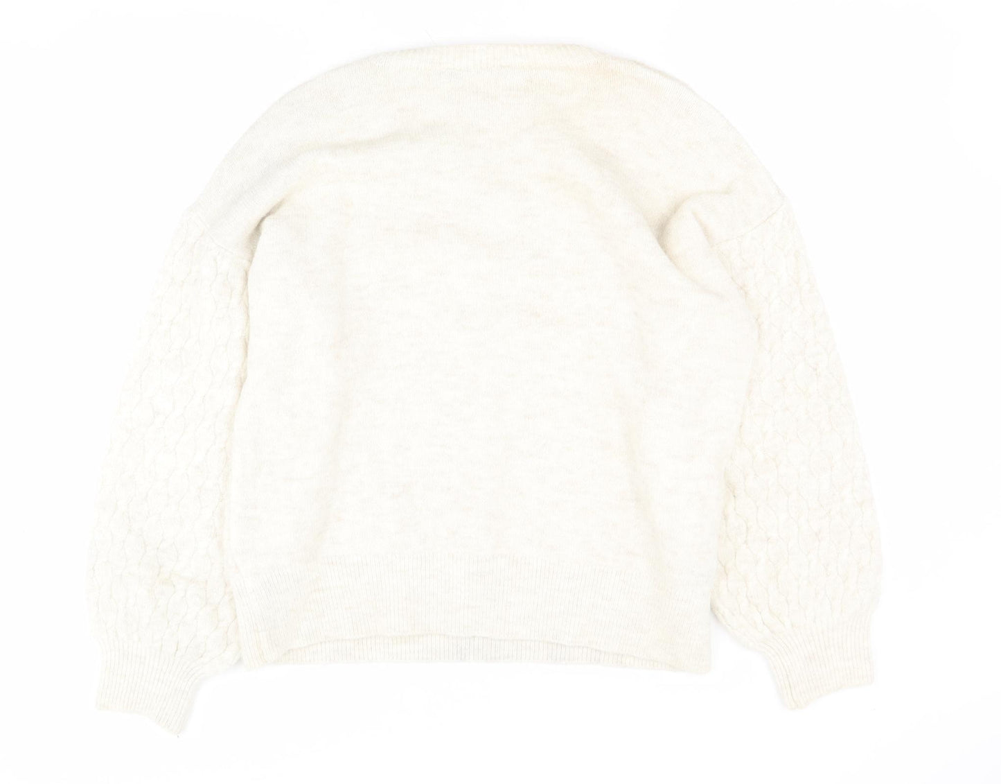 Marks and Spencer Womens Beige Round Neck  Acrylic Pullover Jumper Size L