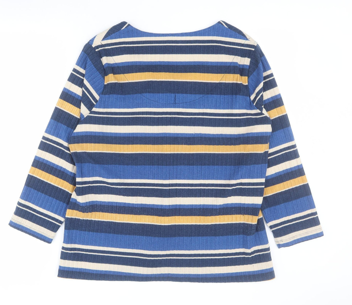 CC Womens Blue Scoop Neck Striped Polyester Pullover Jumper Size XL