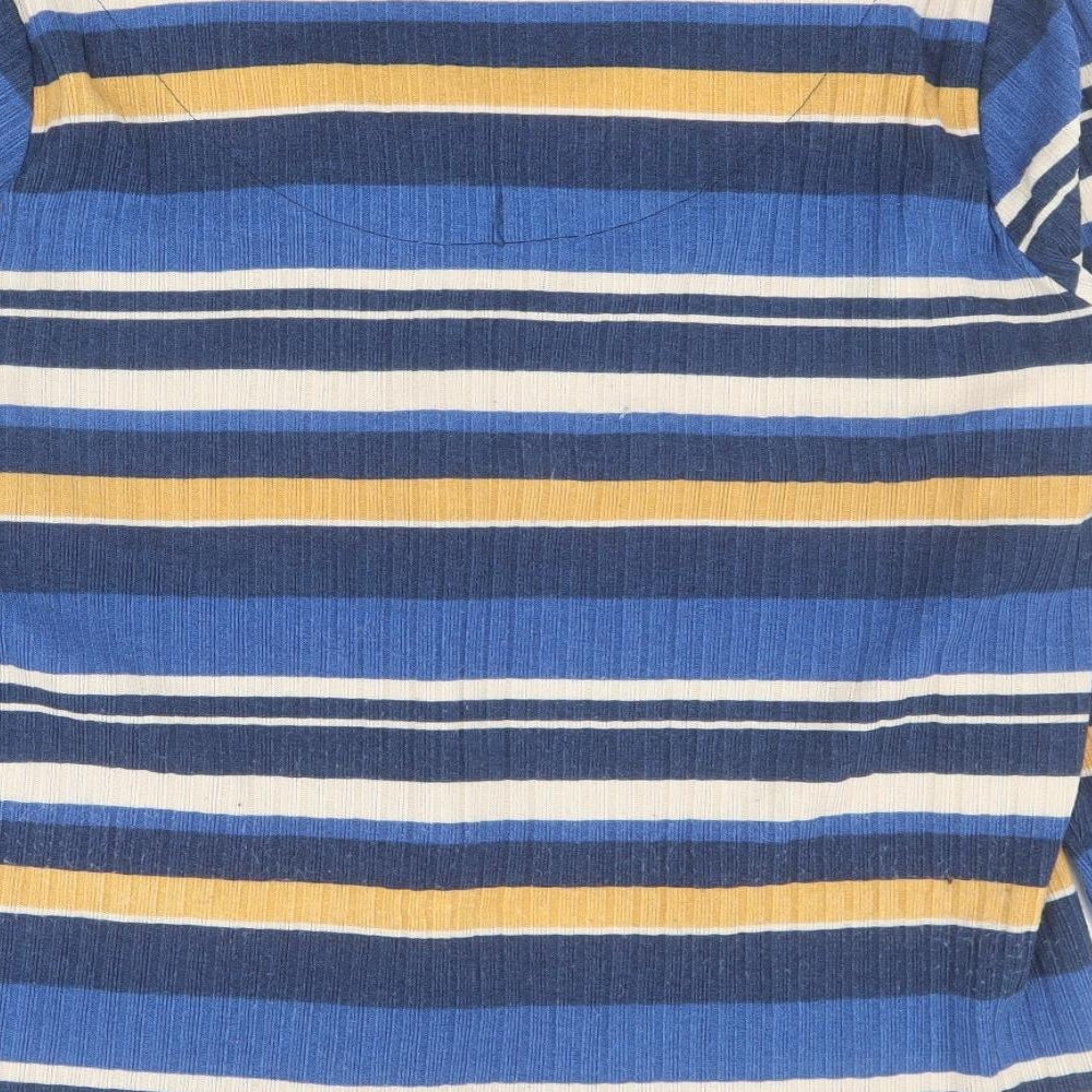 CC Womens Blue Scoop Neck Striped Polyester Pullover Jumper Size XL