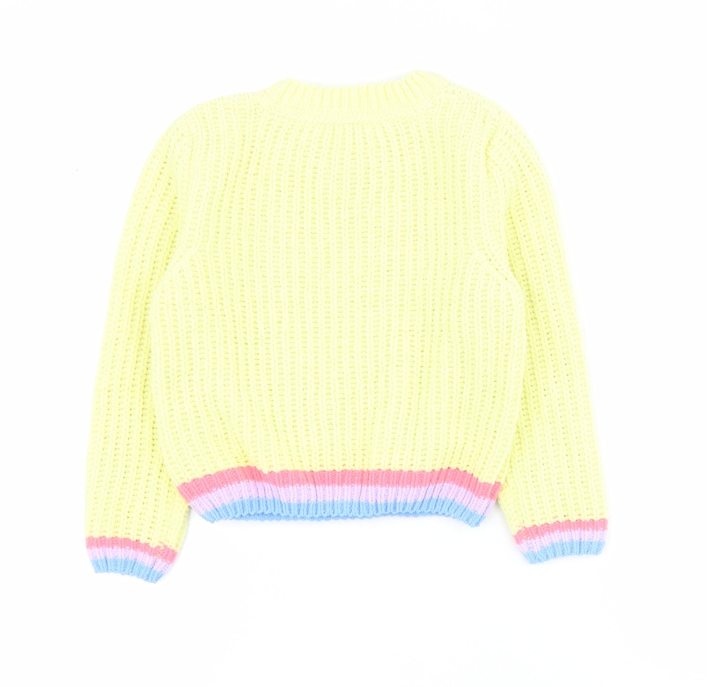 Marks and Spencer Girls Yellow Round Neck  100% Polyester Pullover Jumper Size 4-5 Years  Pullover