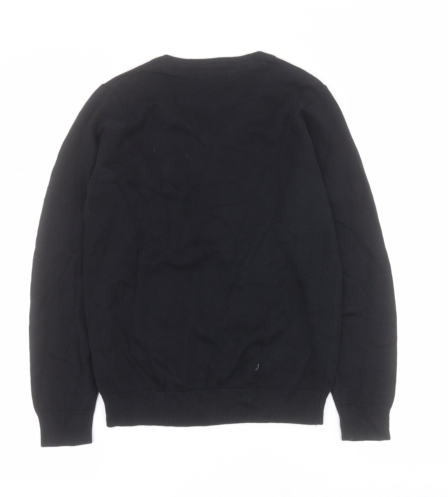 Marks and Spencer Boys Black V-Neck  100% Cotton Pullover Jumper Size 11-12 Years  Pullover - School