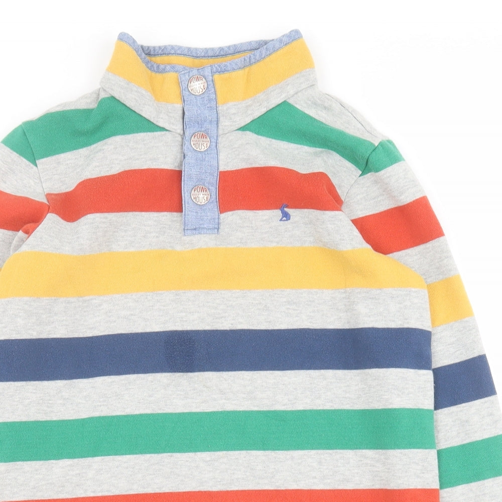 Joules Boys Grey Striped Cotton Pullover Sweatshirt Size 11-12 Years  Snap