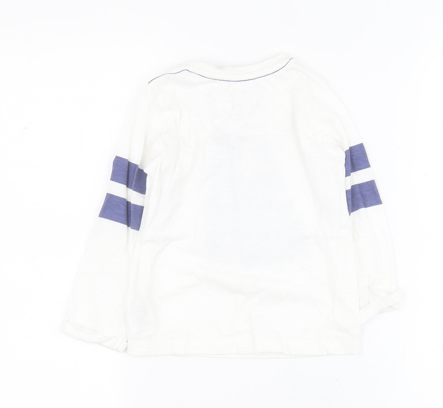 Mothercare Boys White  100% Cotton Pullover T-Shirt Size 2-3 Years Round Neck Button