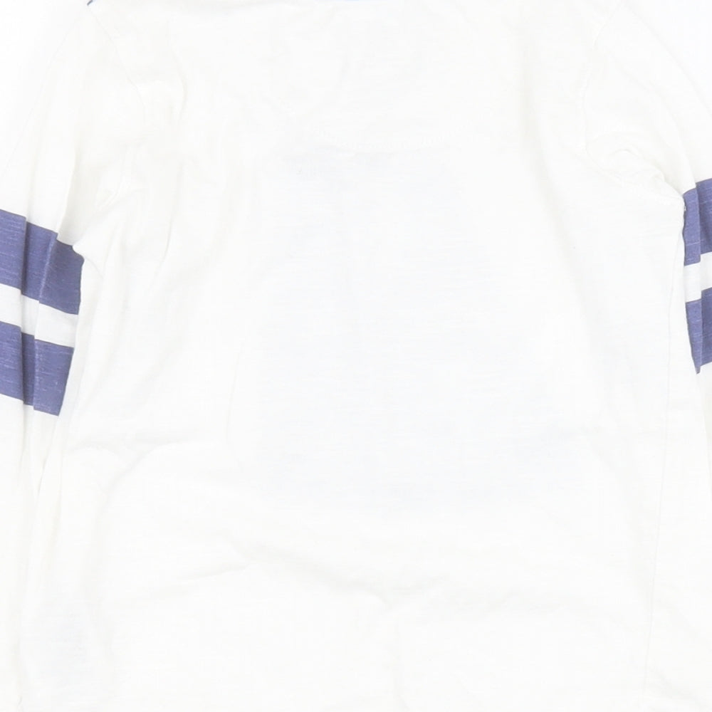 Mothercare Boys White  100% Cotton Pullover T-Shirt Size 2-3 Years Round Neck Button