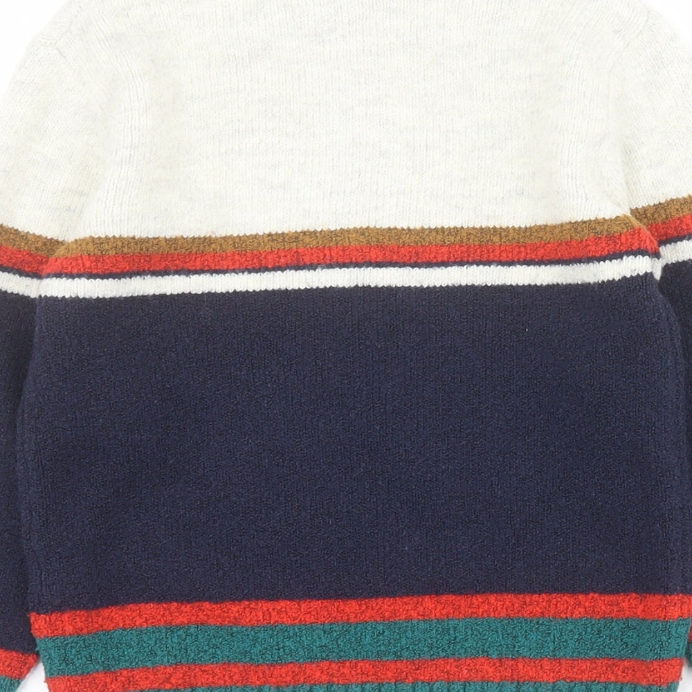 Marks and Spencer Boys Multicoloured Round Neck Striped Acrylic Pullover Jumper Size 4-5 Years  Pullover