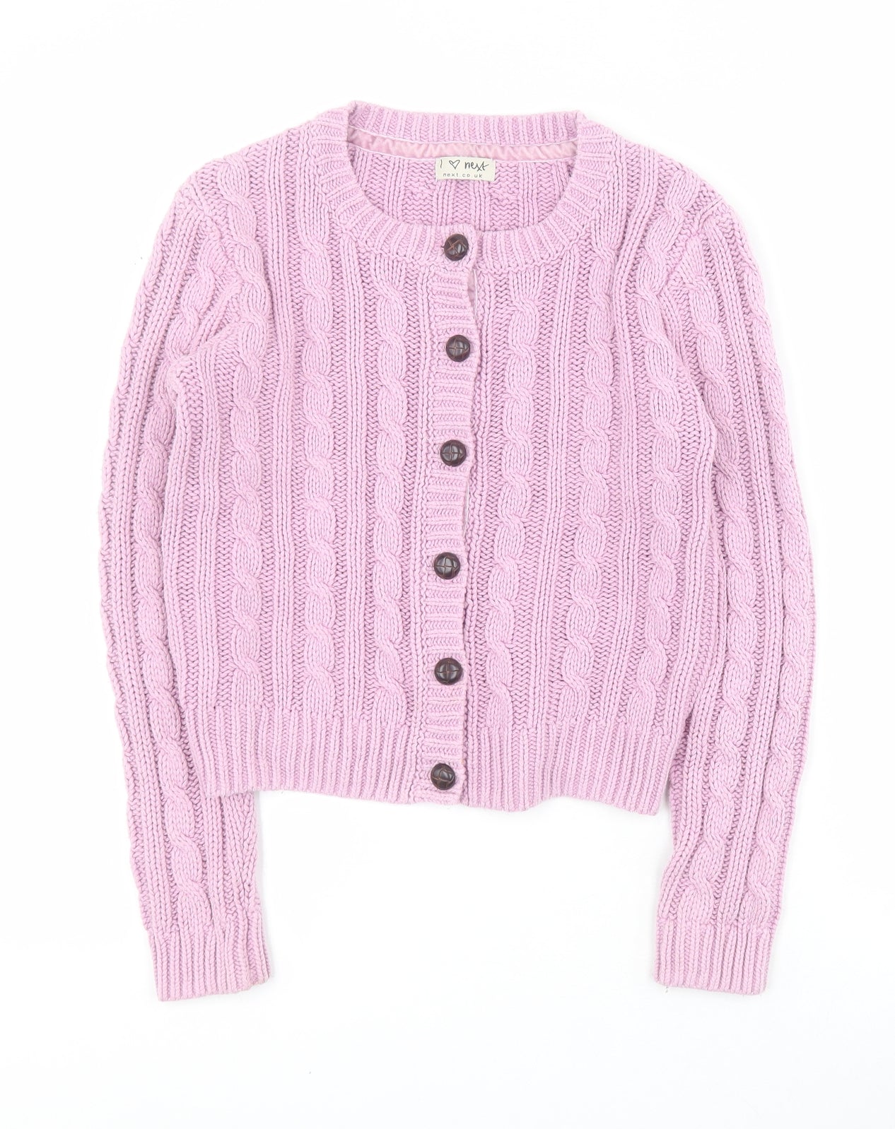 NEXT Girls Purple Round Neck  Cotton Cardigan Jumper Size 9-10 Years  Button