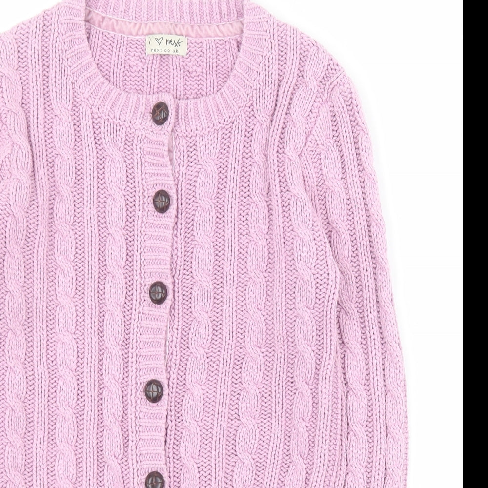 NEXT Girls Purple Round Neck  Cotton Cardigan Jumper Size 9-10 Years  Button