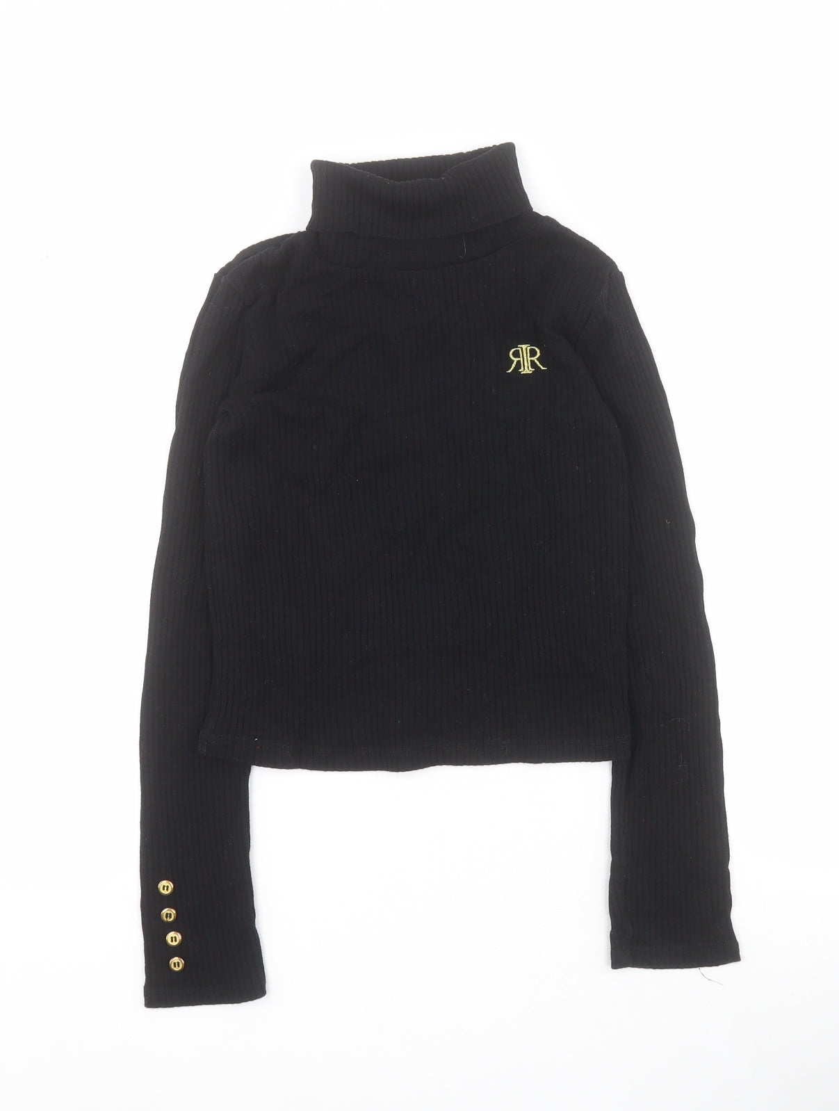 River Island Girls Black Roll Neck  100% Cotton Pullover Jumper Size 9-10 Years  Pullover