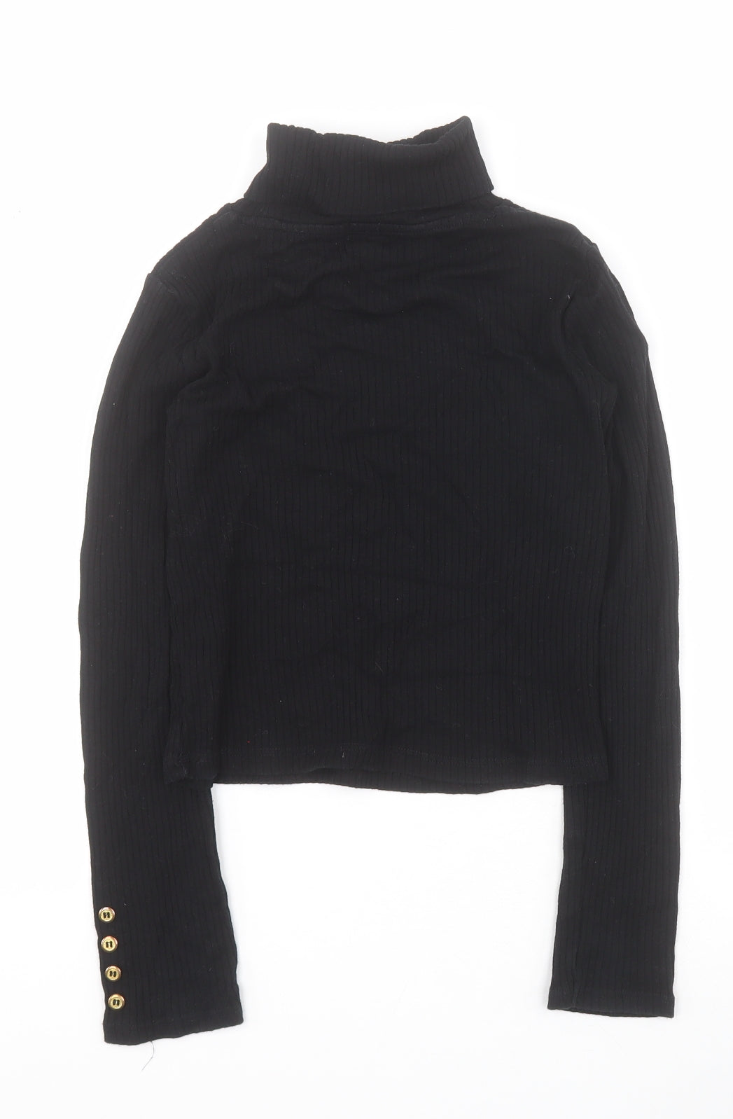 River Island Girls Black Roll Neck  100% Cotton Pullover Jumper Size 9-10 Years  Pullover