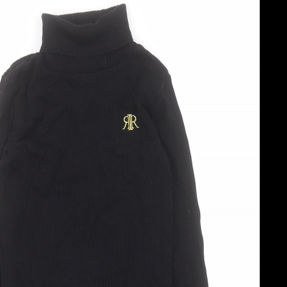 River Island Girls Black Roll Neck  100% Cotton Pullover Jumper Size 9-10 Years  Pullover