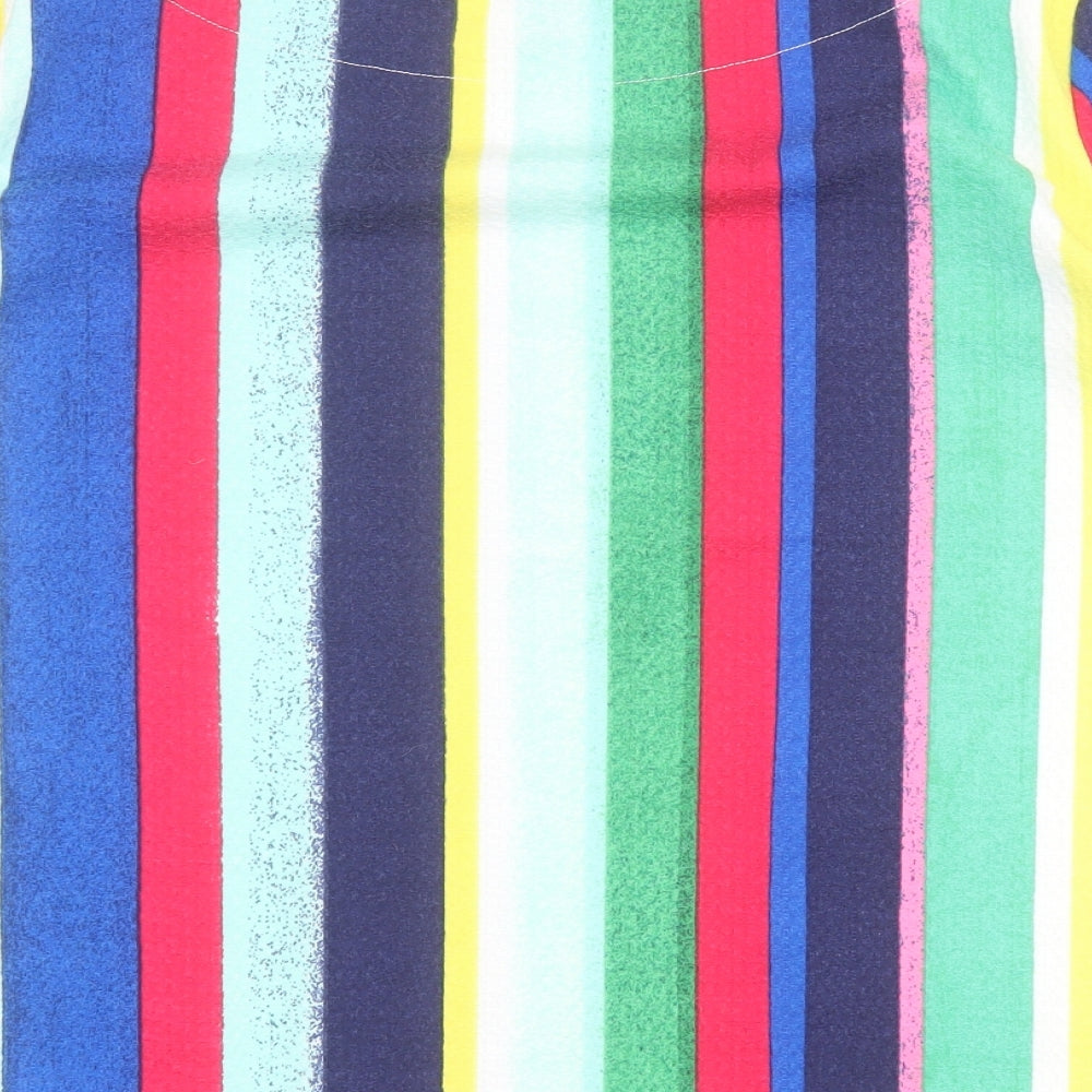 Marks and Spencer Womens Multicoloured Striped Polyester Basic T-Shirt Size 14 Round Neck