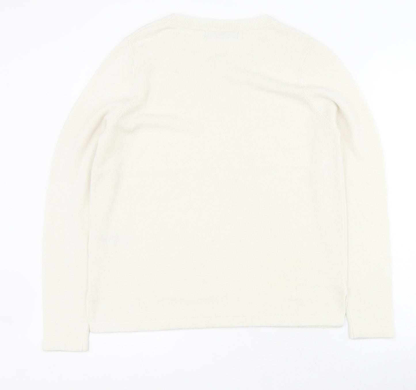 Marks and Spencer Womens White Round Neck  Acrylic Pullover Jumper Size 14