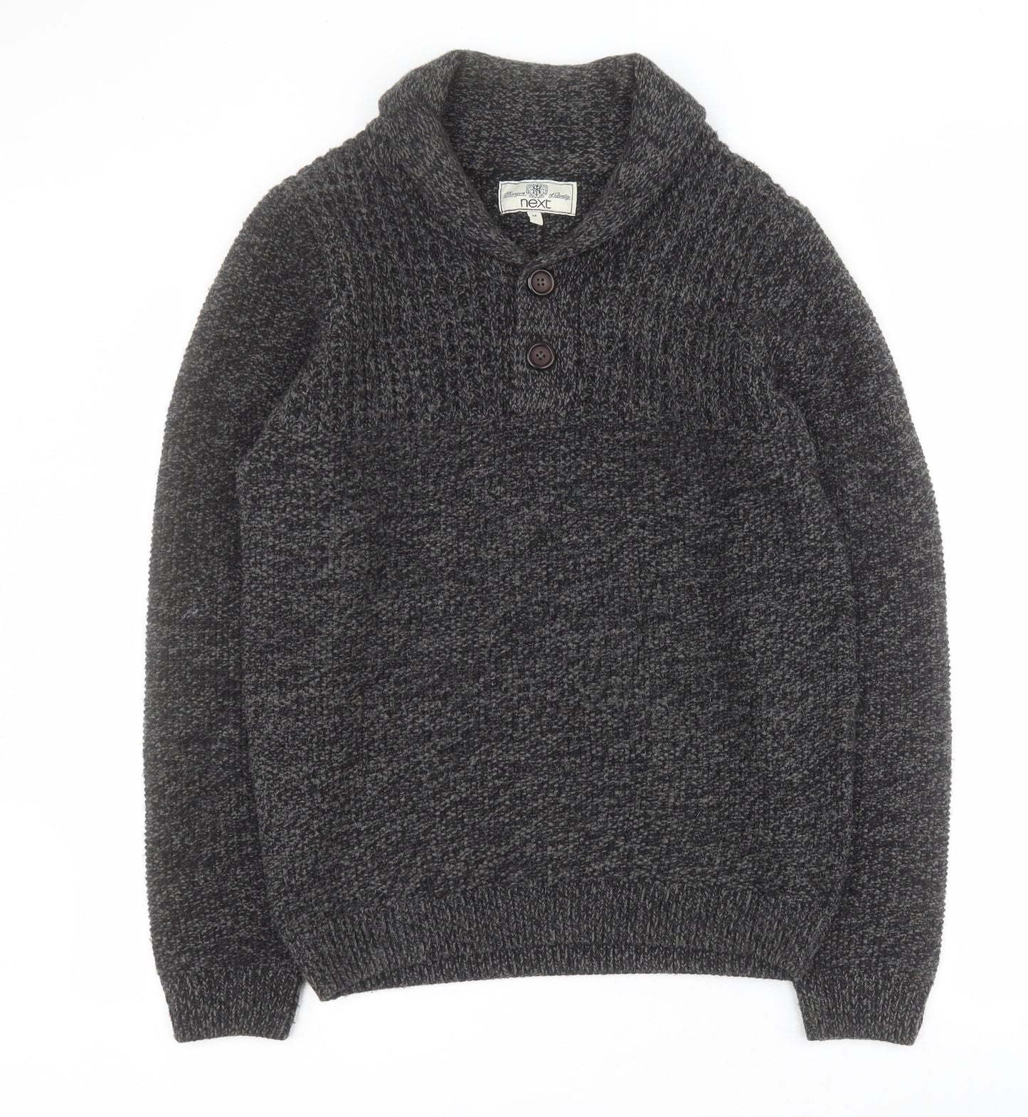 NEXT Mens Grey V-Neck  Acrylic Pullover Jumper Size M
