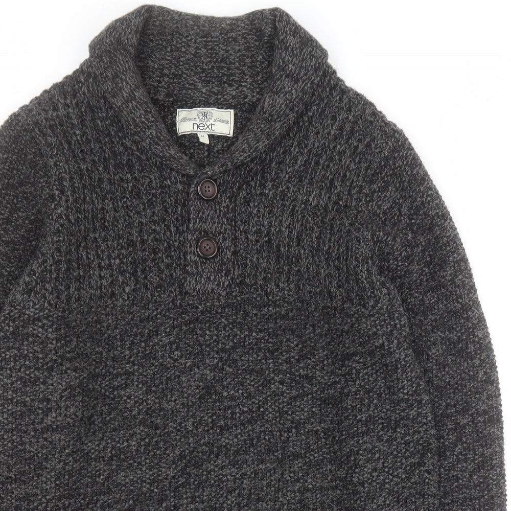 NEXT Mens Grey V-Neck  Acrylic Pullover Jumper Size M