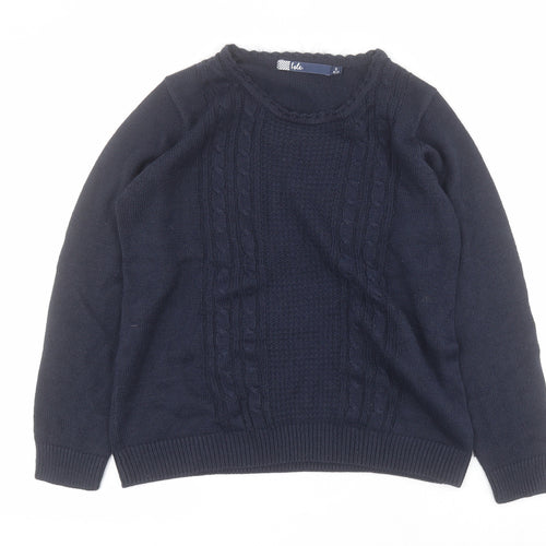 Isle Womens Blue Round Neck  Acrylic Pullover Jumper Size S