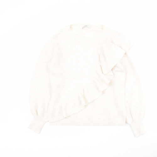 George Womens White Round Neck  Acrylic Pullover Jumper Size 12