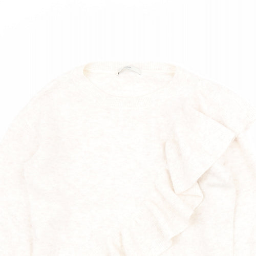 George Womens White Round Neck  Acrylic Pullover Jumper Size 12