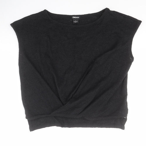 DKNY Womens Black  Acrylic Basic T-Shirt Size M Round Neck