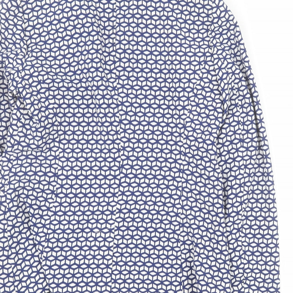 Spirit Womens Blue Geometric  Jacket Blazer Size 12  Button