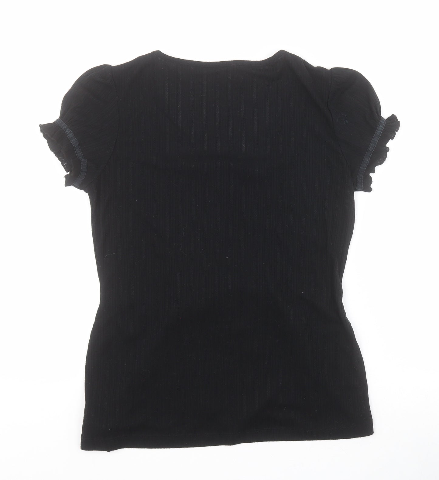 NEXT Womens Black  Silk Basic T-Shirt Size 12 Square Neck