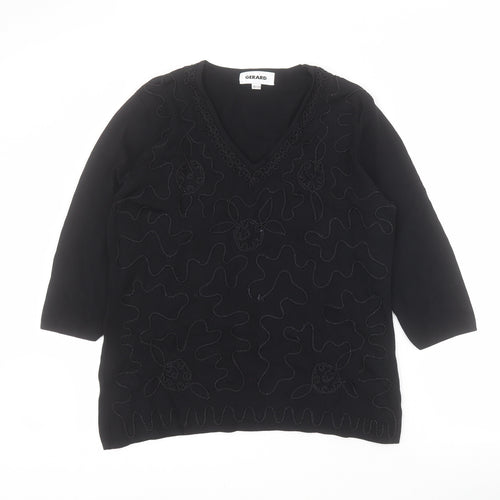 Gerard Womens Black V-Neck  Viscose Pullover Jumper Size 18