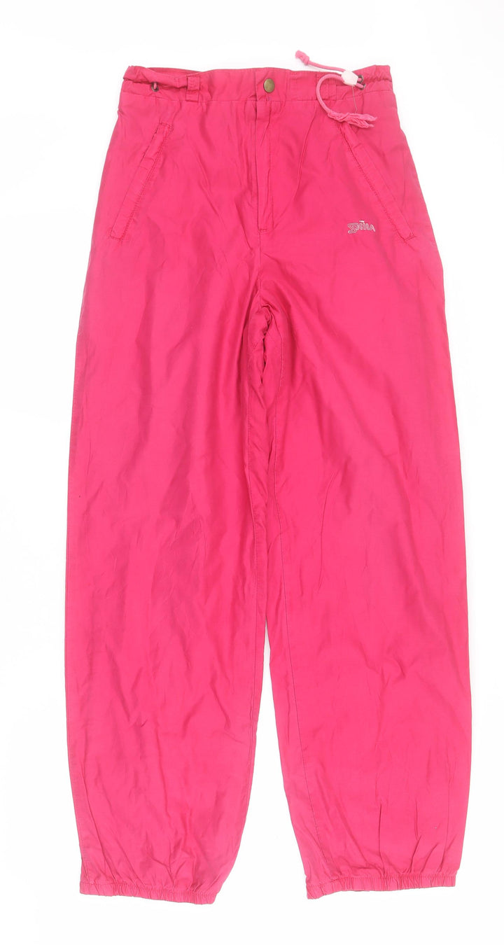 Skila Womens Pink  Cotton Snow Pants Trousers Size S L28 in Regular Drawstring