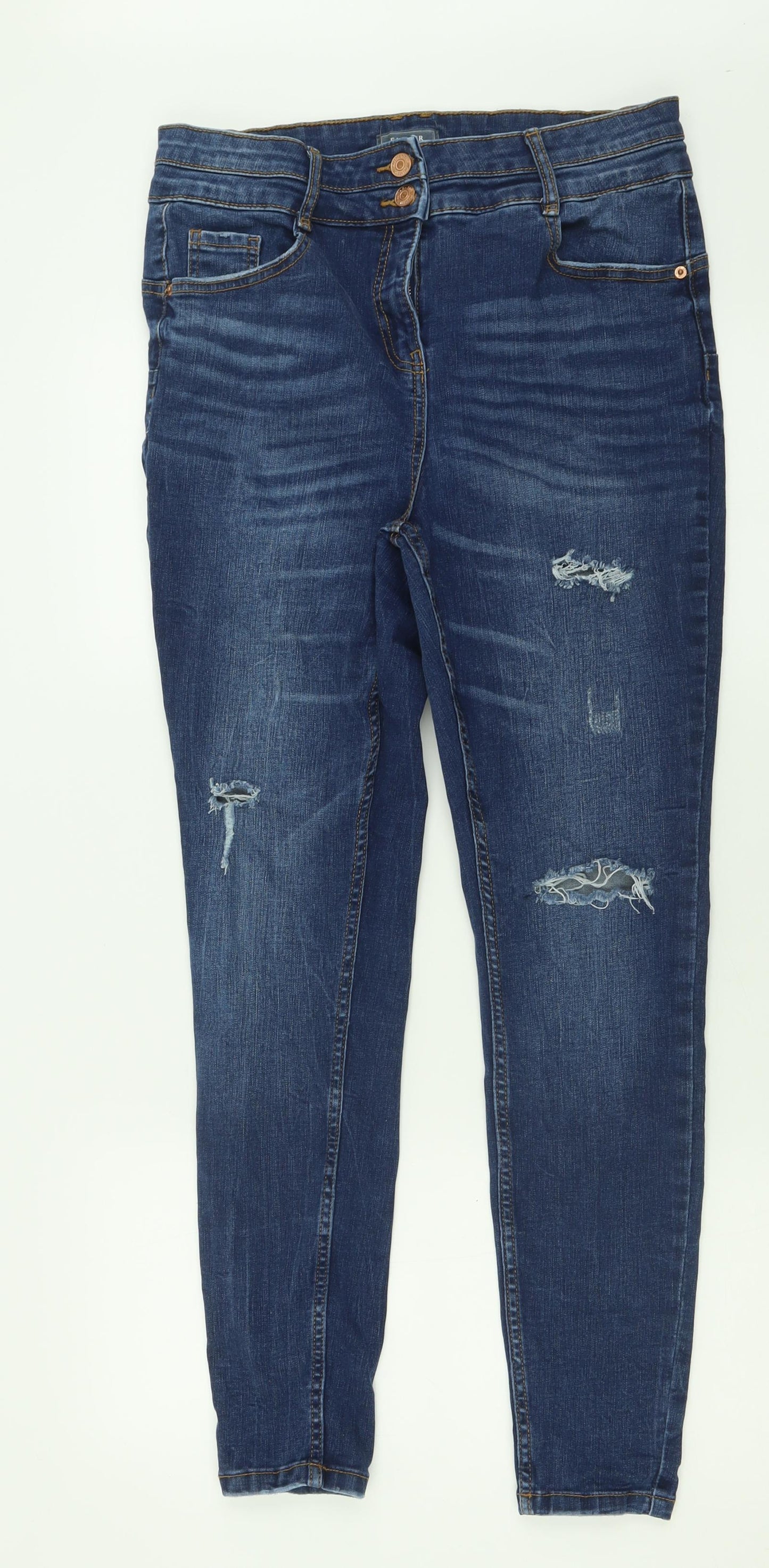Falmer Womens Blue  Cotton Skinny Jeans Size 14 L29 in Regular Button