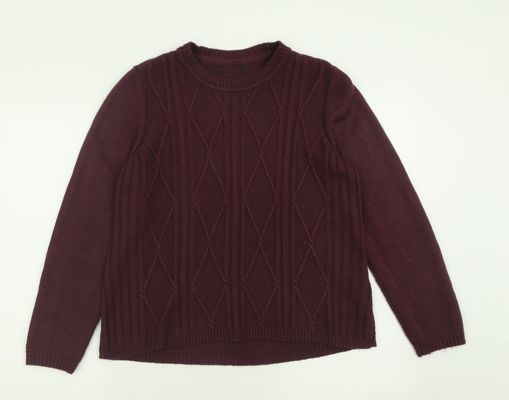 BM Womens Purple Crew Neck  Acrylic Pullover Jumper Size M