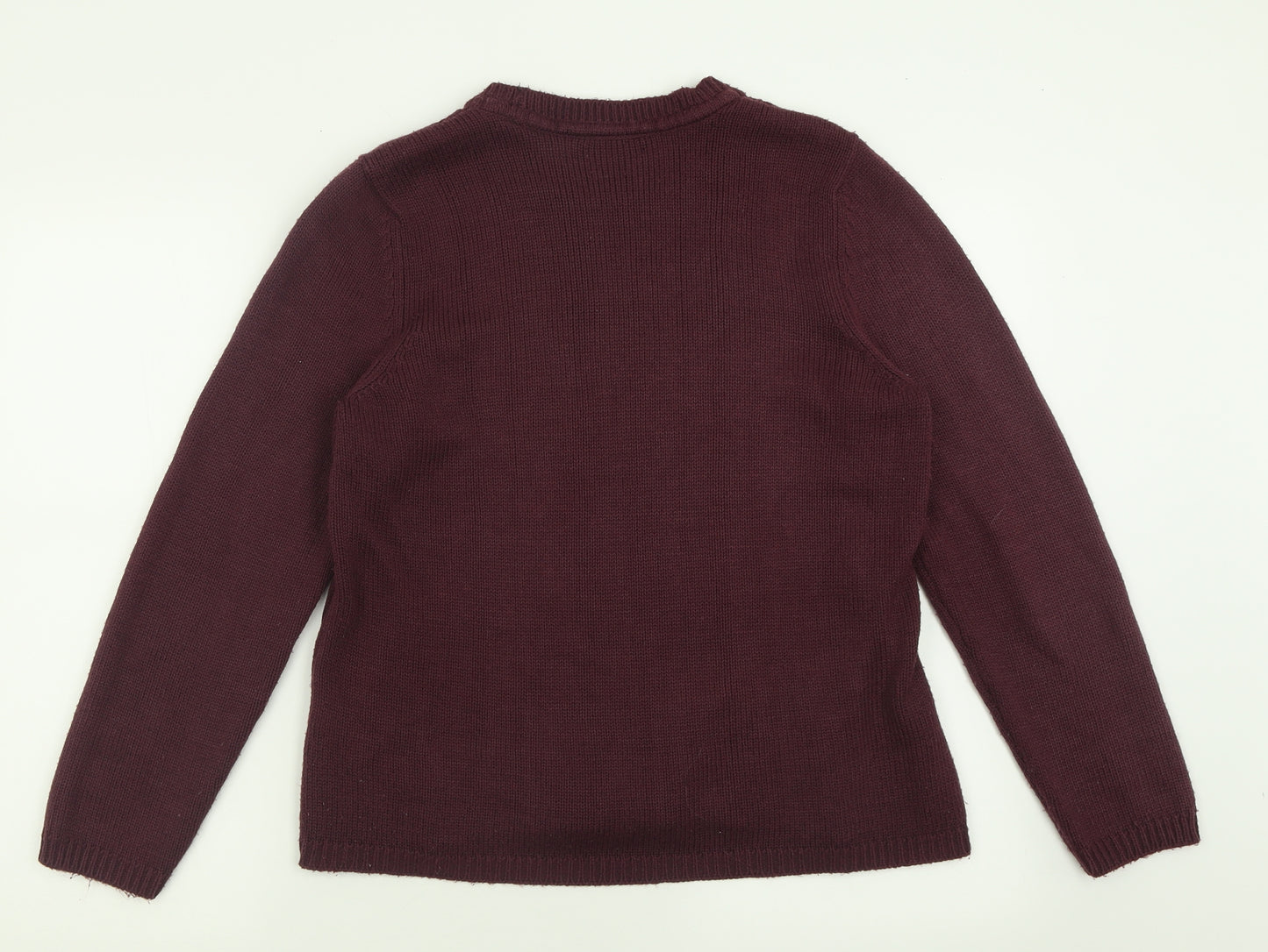 BM Womens Purple Crew Neck  Acrylic Pullover Jumper Size M