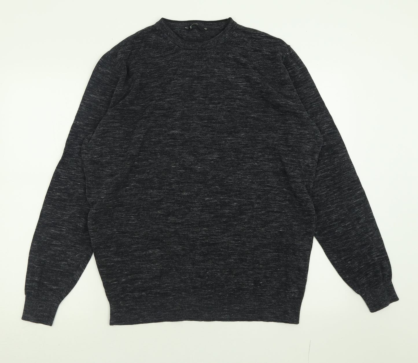 George Mens Black Crew Neck  Cotton Pullover Jumper Size XL