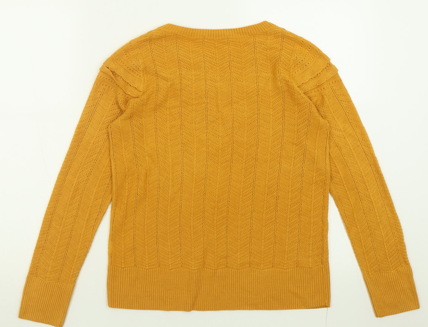 TU Womens Yellow Crew Neck  Acrylic Pullover Jumper Size 10