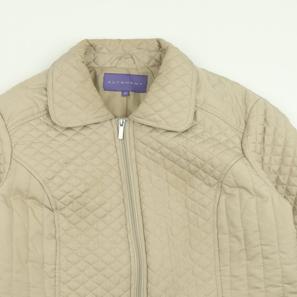 Autonomy Womens Beige   Quilted Jacket Size 16  Zip