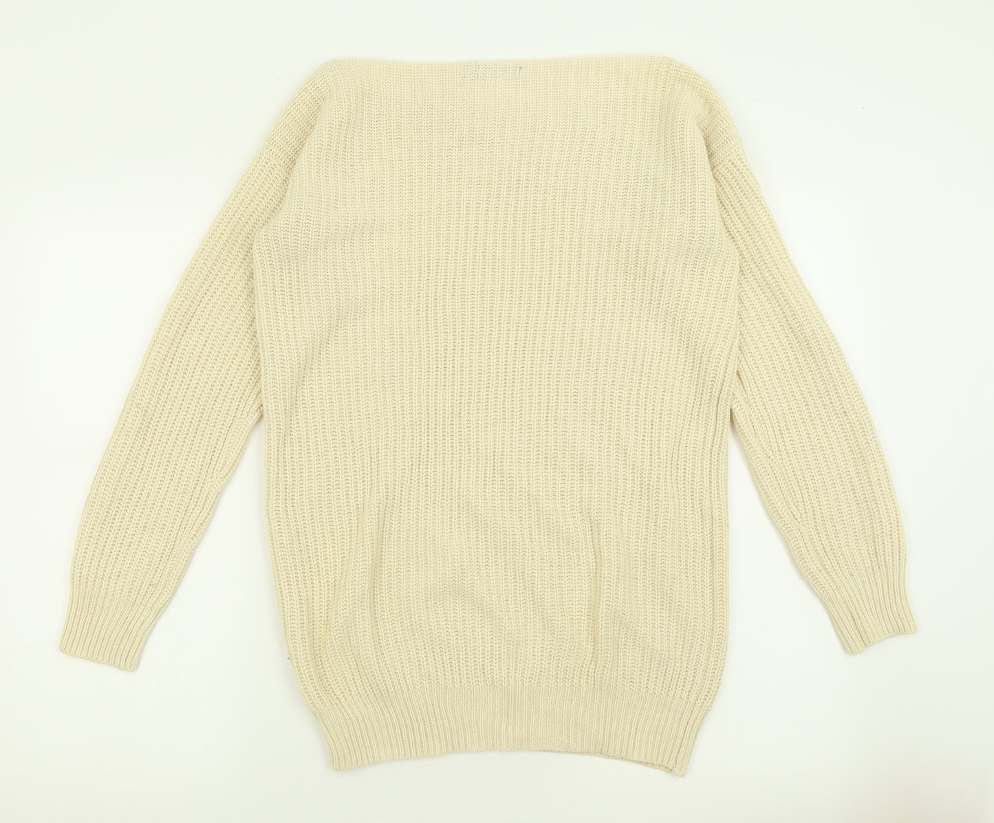 Nasty Gal Womens Beige Boat Neck  Acrylic Pullover Jumper Size M