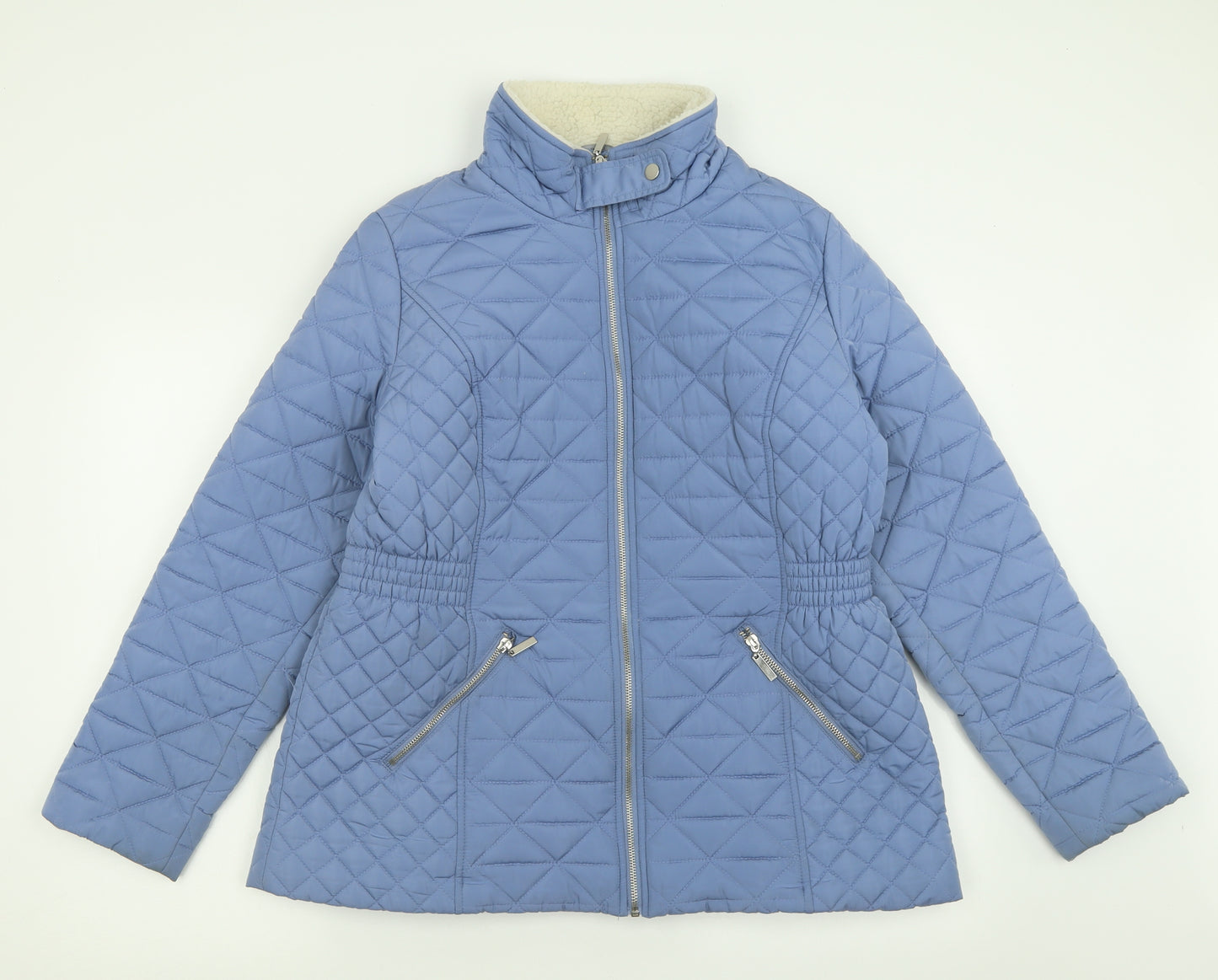 m/7co Womens Blue   Quilted Coat Size 14  Zip