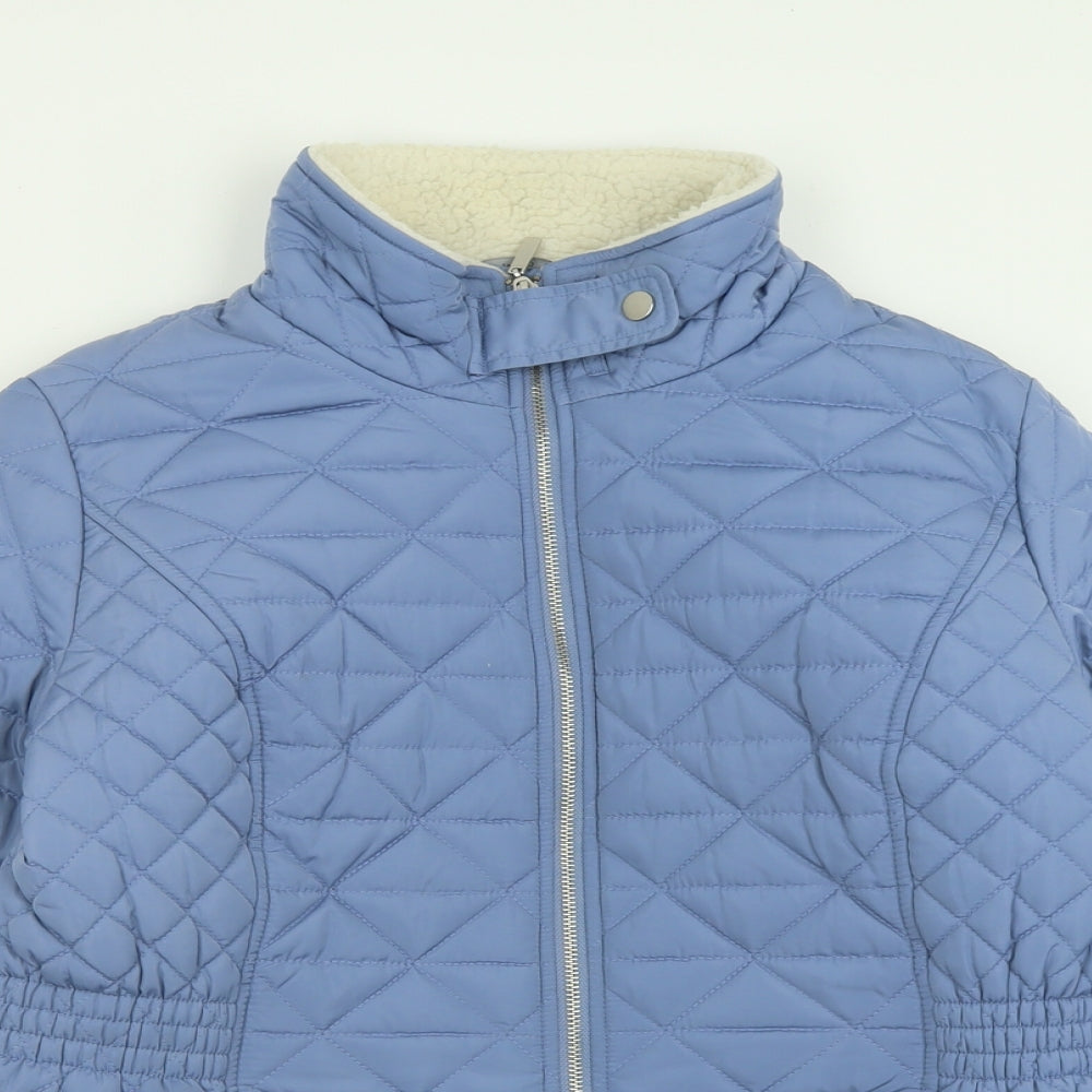 m/7co Womens Blue   Quilted Coat Size 14  Zip