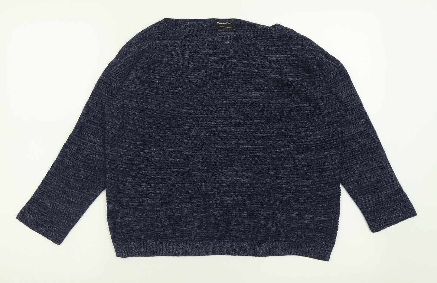 Massimo Dutti Womens Blue Boat Neck  Viscose Pullover Jumper Size L