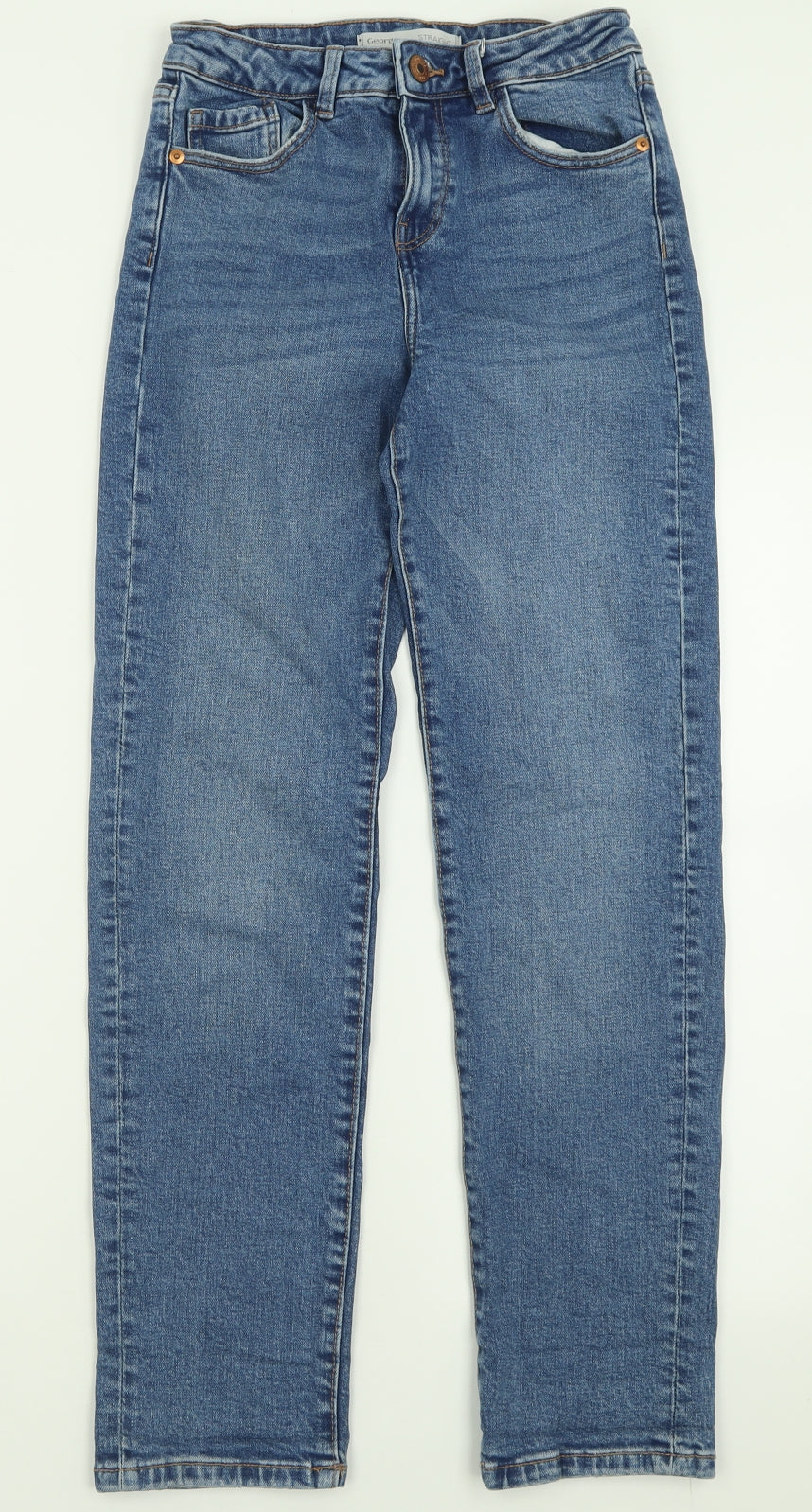 George Womens Blue  Cotton Straight Jeans Size 8 L29 in Regular Button