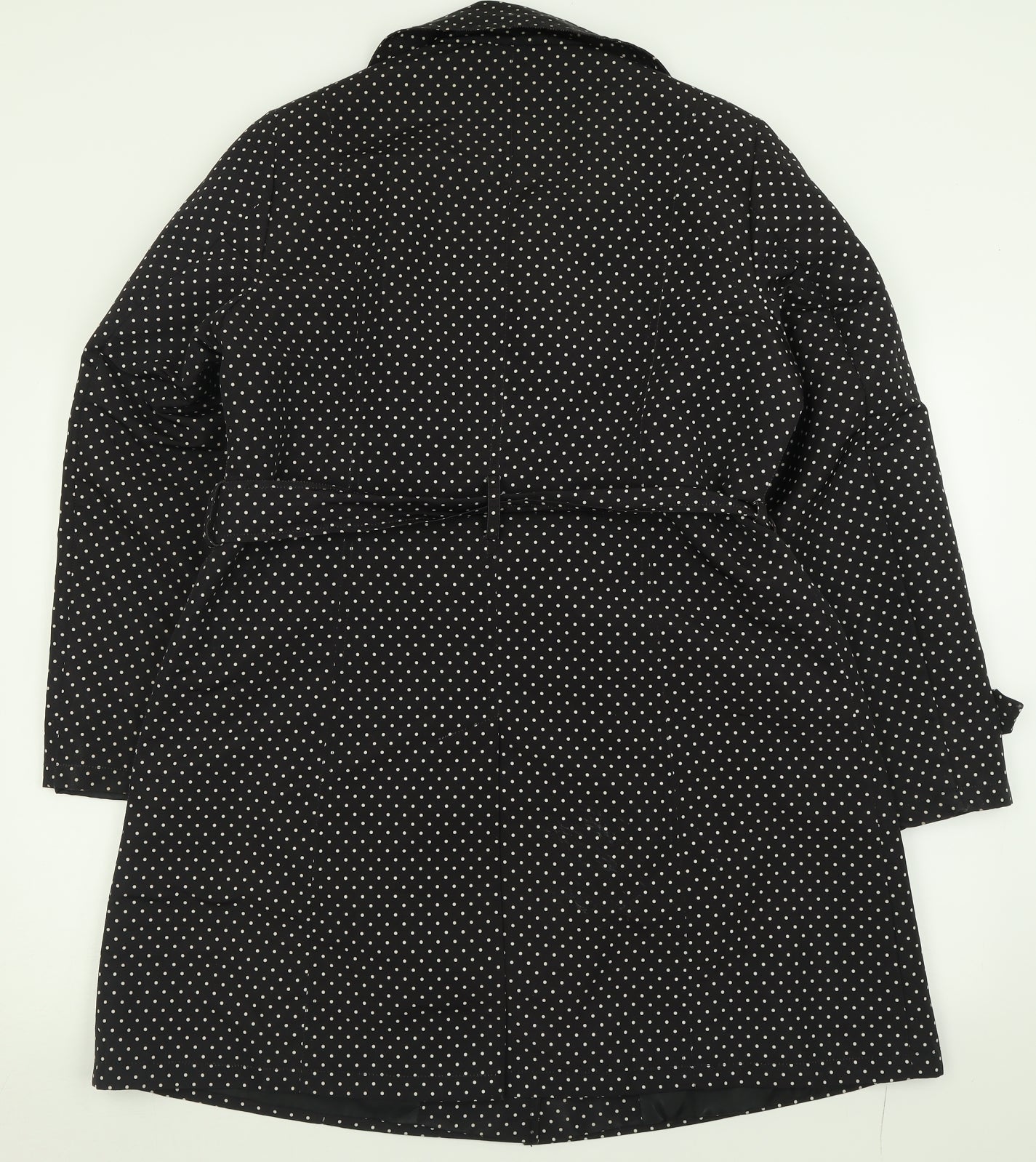 Marks and Spencer Womens Black Polka Dot  Overcoat Coat Size 16  Button