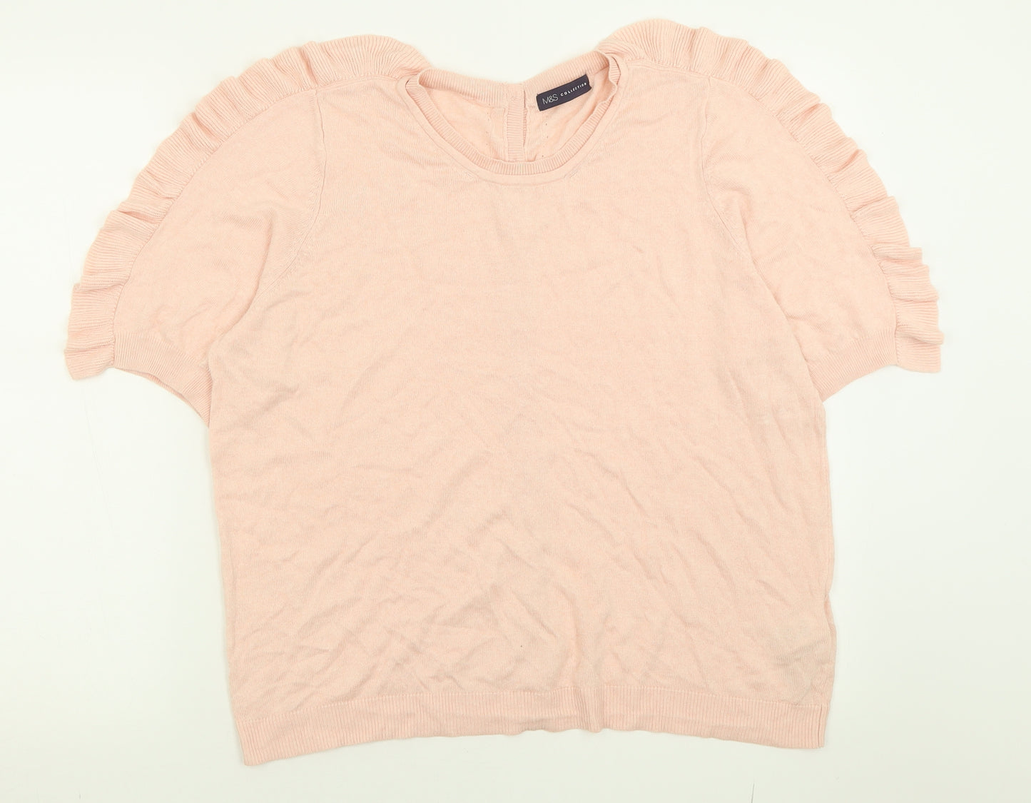 Marks and Spencer Womens Pink Crew Neck  Viscose Pullover Jumper Size 18