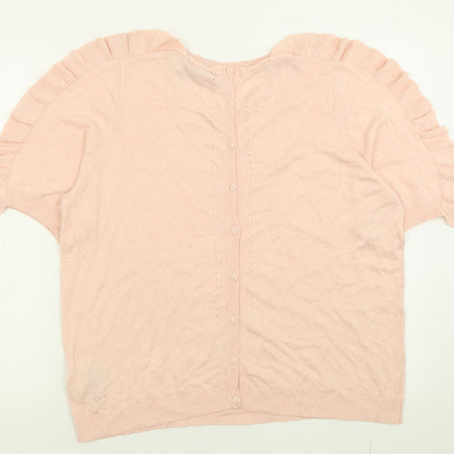 Marks and Spencer Womens Pink Crew Neck  Viscose Pullover Jumper Size 18