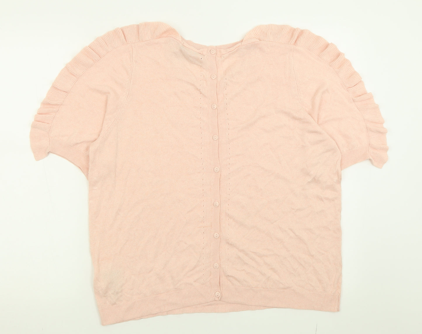 Marks and Spencer Womens Pink Crew Neck  Viscose Pullover Jumper Size 18