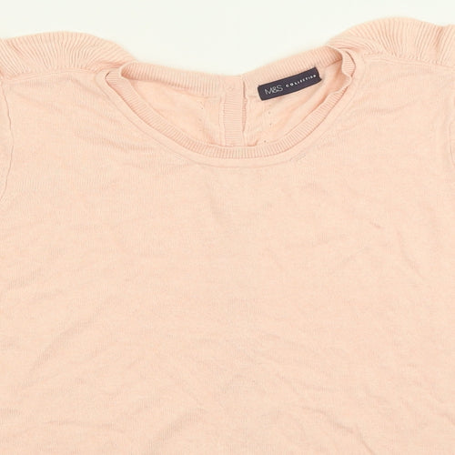 Marks and Spencer Womens Pink Crew Neck  Viscose Pullover Jumper Size 18