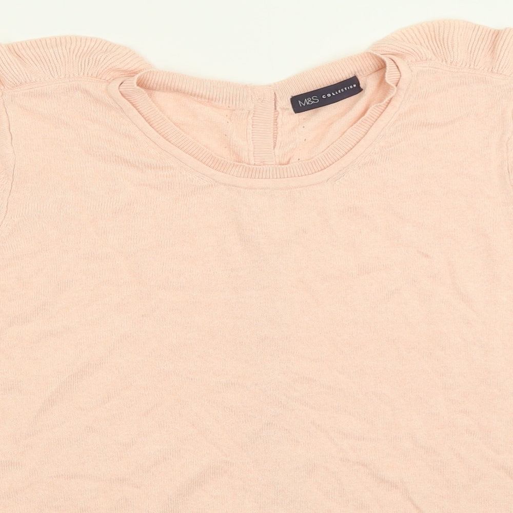 Marks and Spencer Womens Pink Crew Neck  Viscose Pullover Jumper Size 18