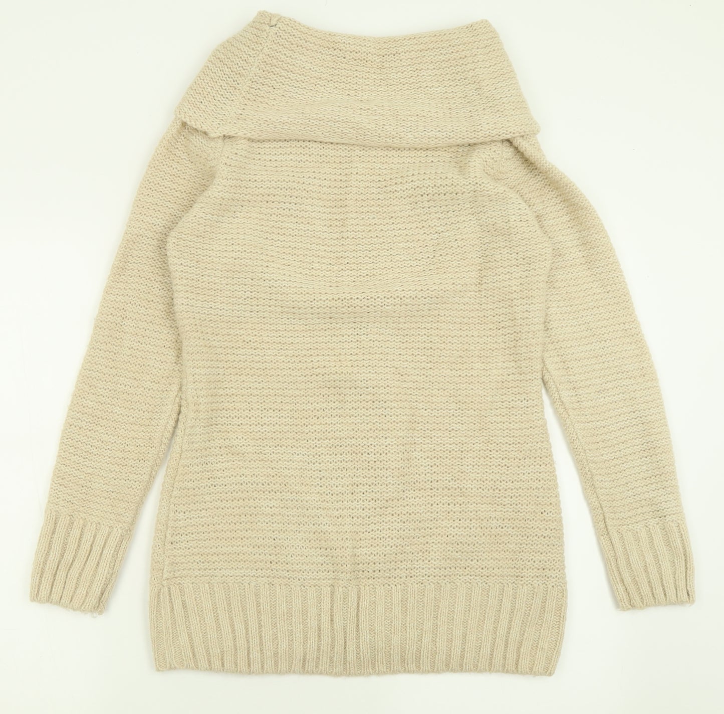 Papaya Womens Beige Roll Neck  Acrylic Tunic Jumper Size 12
